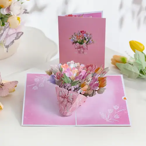 Premium 3D Floral Basket Pop-Up Greeting Card - Image 4