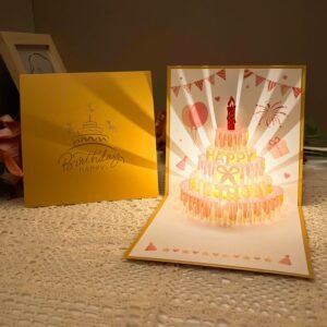 Magical Glowing 3-Tier Birthday Cake 3D Surprise Card
